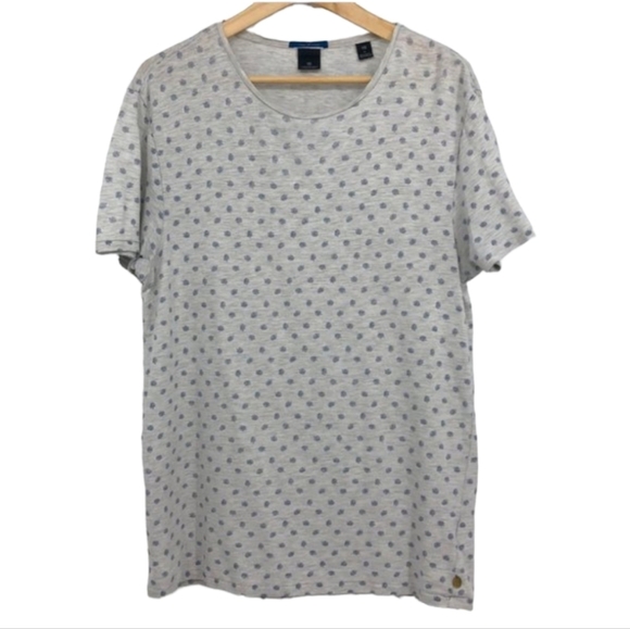 Scotch and Soda light grey palm leaf novelty all over print scoop neck T-shirt M - Picture 1 of 12